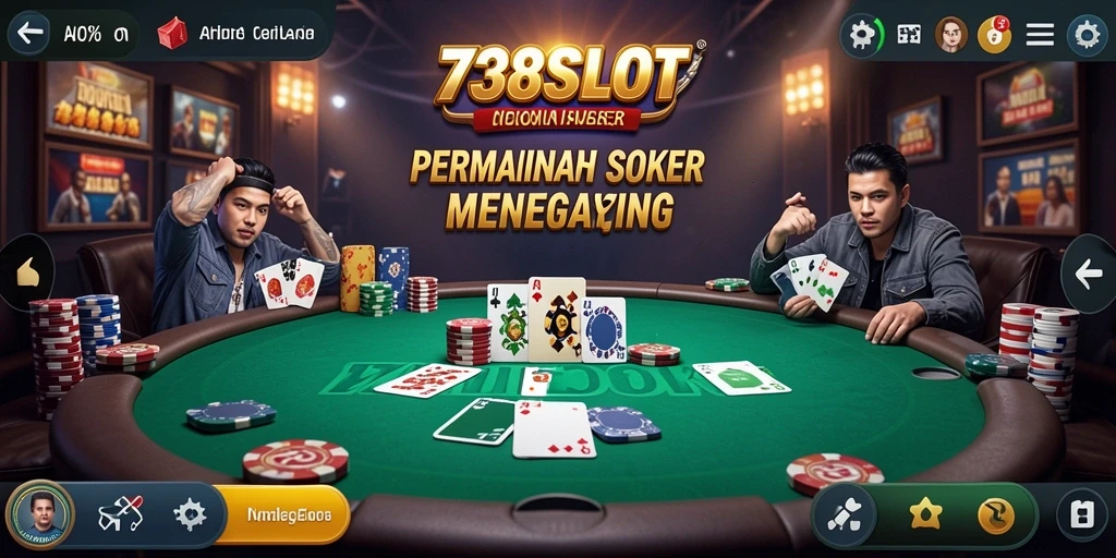 Tangkapan layar gameplay 738SLOT yang menampilkan aksi poker yang mendebarkan.