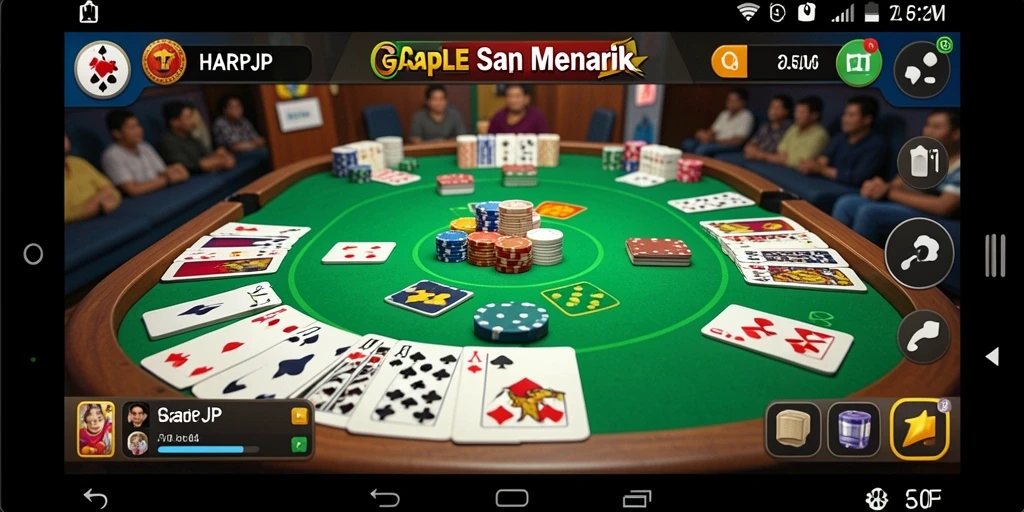 Screenshot gameplay HARAPJP yang menunjukkan keseruan bermain Gaple.