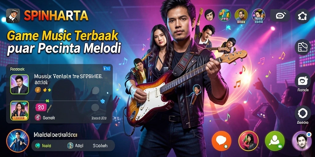 Tampilan gameplay SPINHARTA yang menggugah semangat bermain musik.